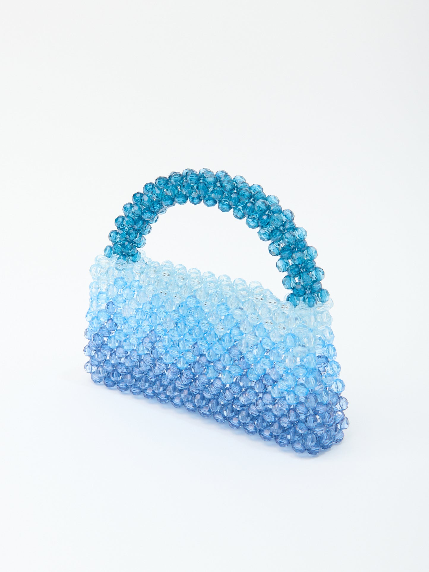DEGRADE TOP HANDLE in blue beaded crystals