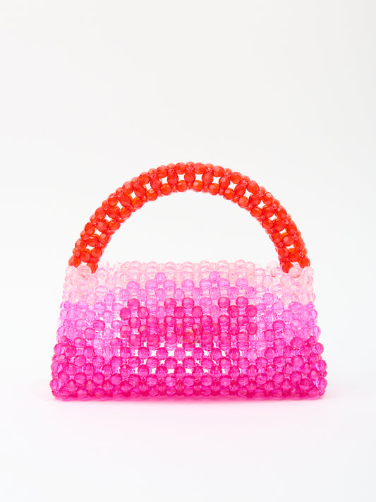 DEGRADE TOP HANDLE in pink beaded crystals