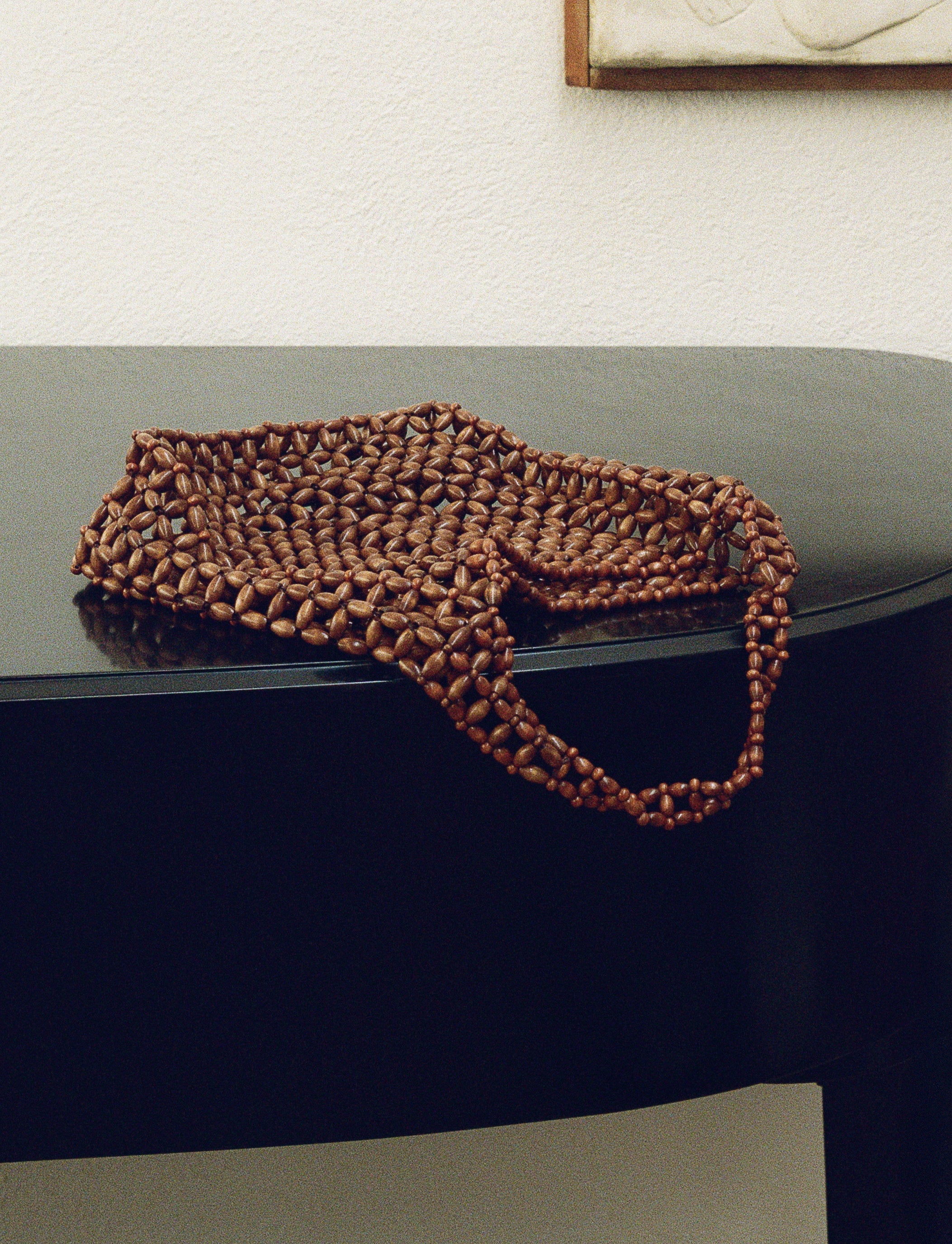 JEAN BEADED SHOULDER in caramel