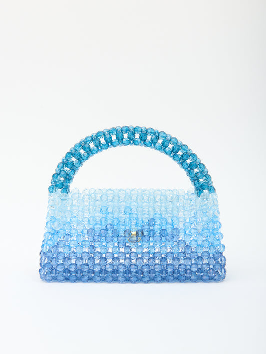 DEGRADE TOP HANDLE in blue beaded crystals