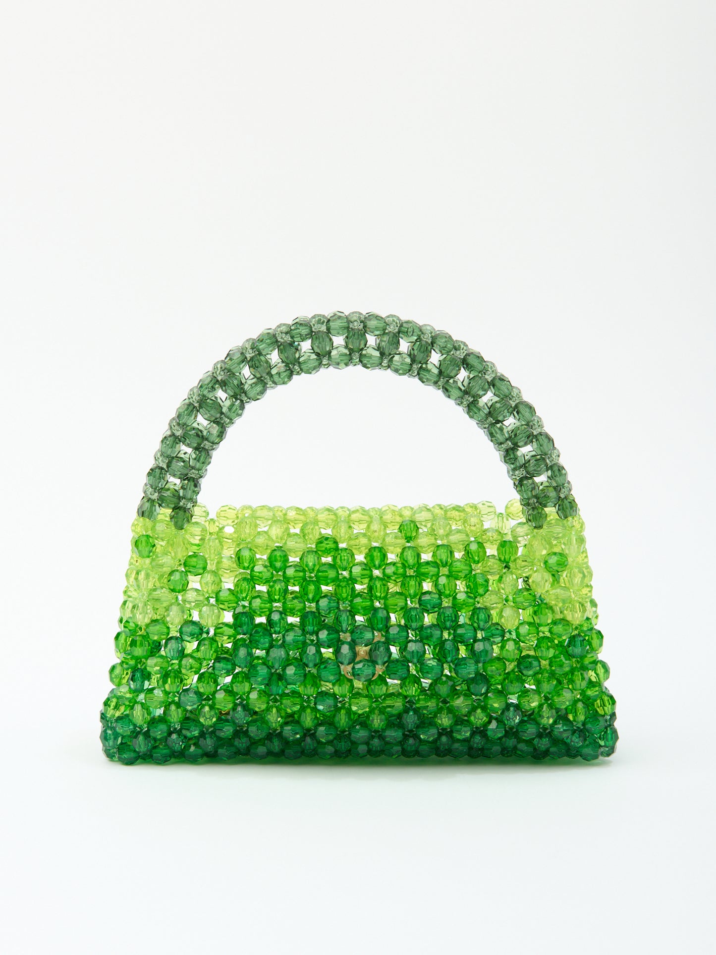 DEGRADE TOP HANDLE in green beaded crystals