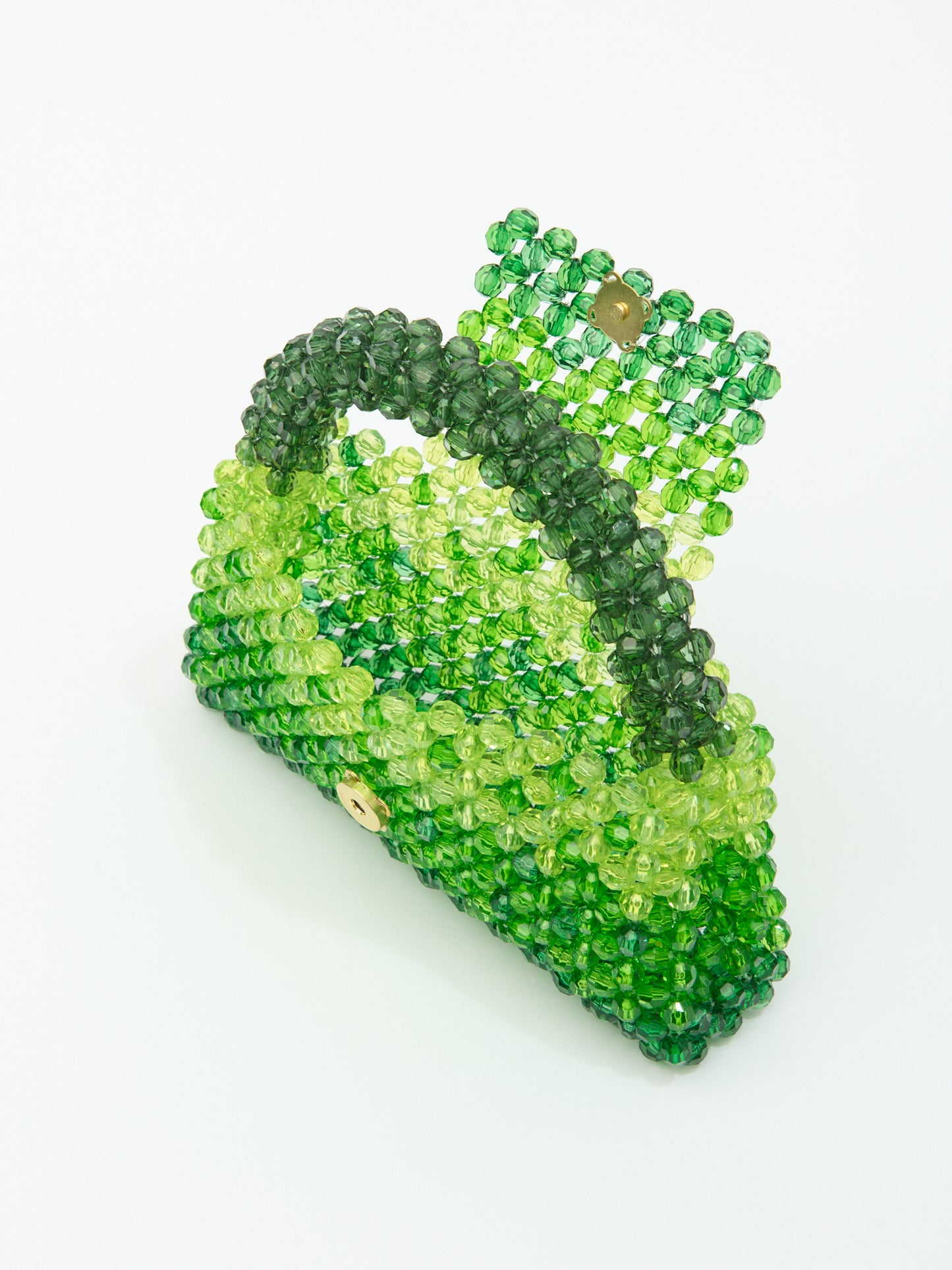 DEGRADE TOP HANDLE in green beaded crystals