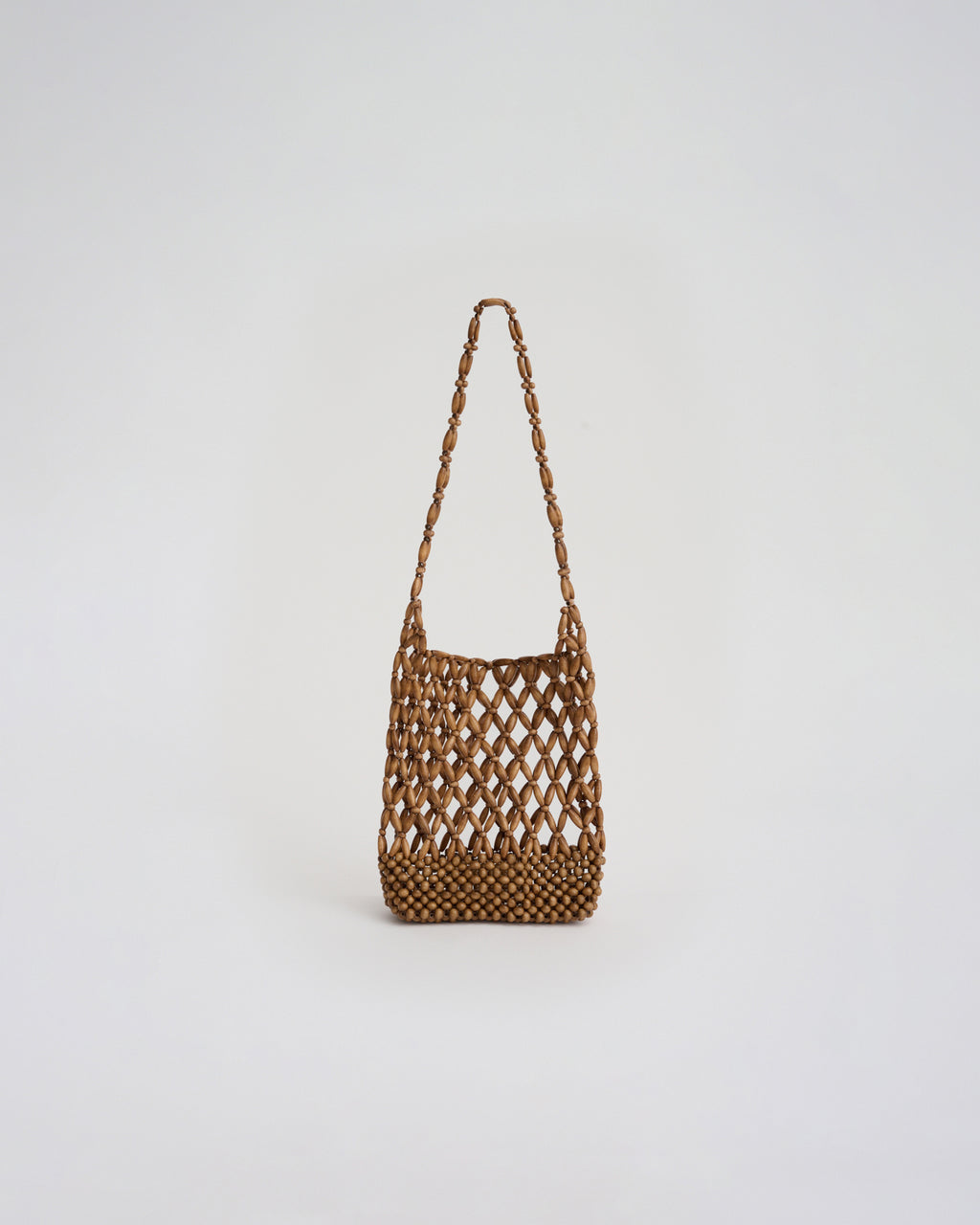 BEADED SHOULDER BAG in caramel