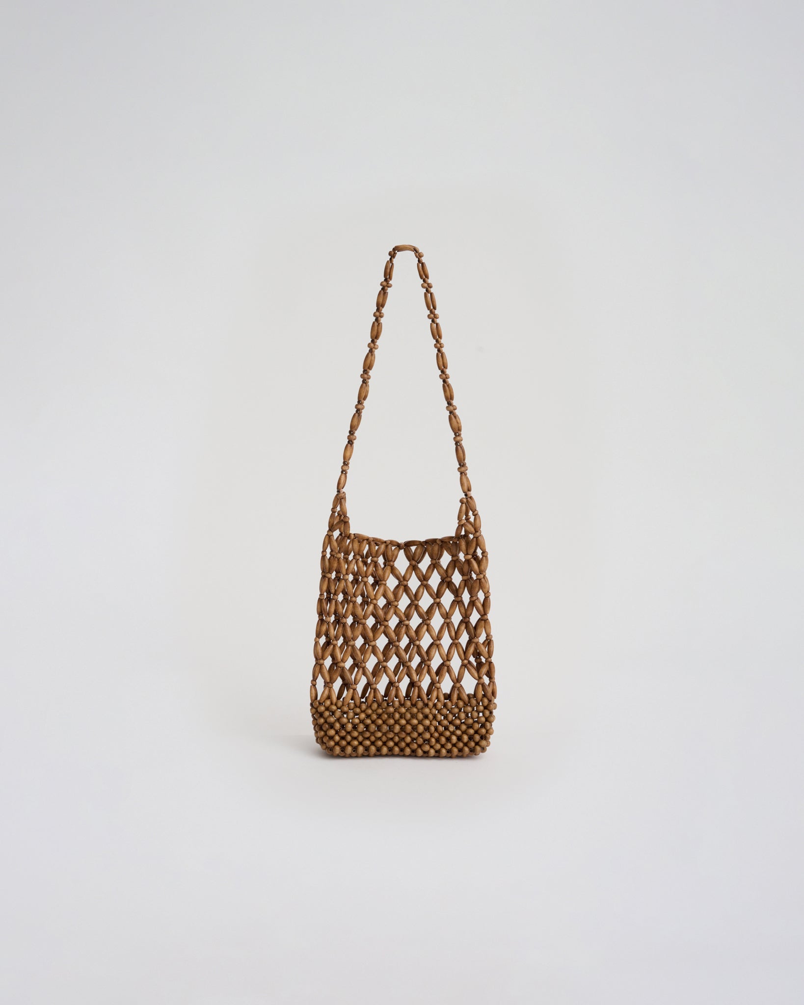 BEADED SHOULDER BAG in caramel