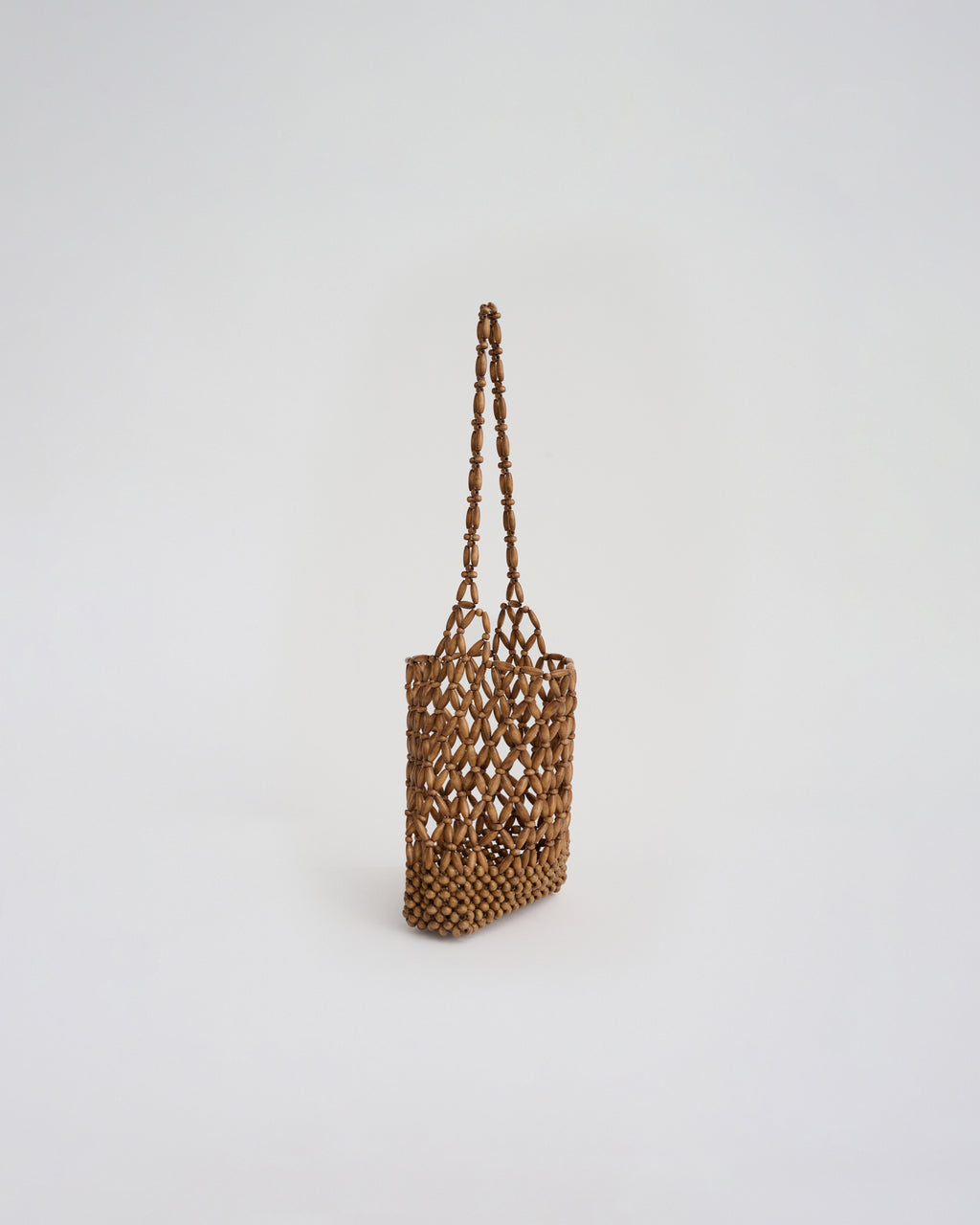 BEADED SHOULDER BAG in caramel