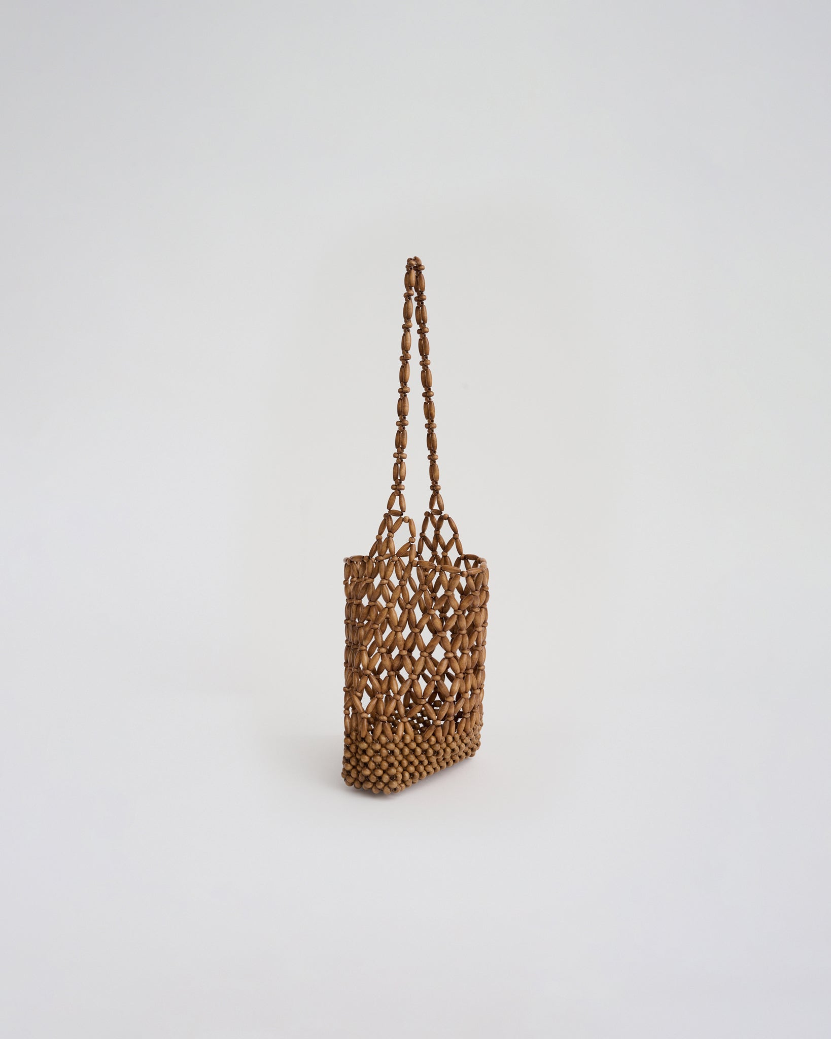 BEADED SHOULDER BAG in caramel