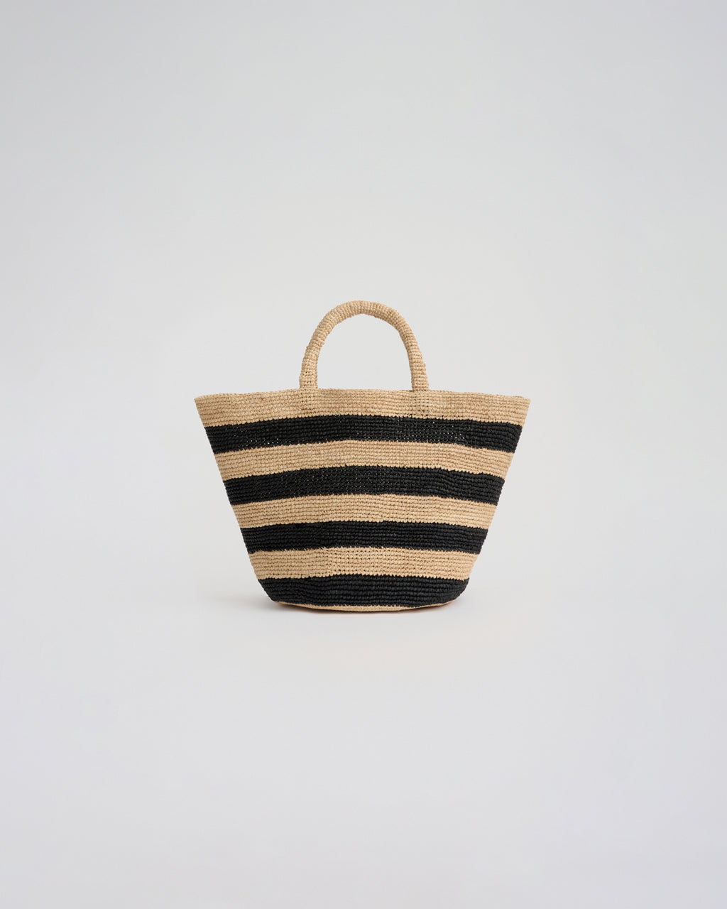 STRIPED MINI TOTE BAG in black/natural