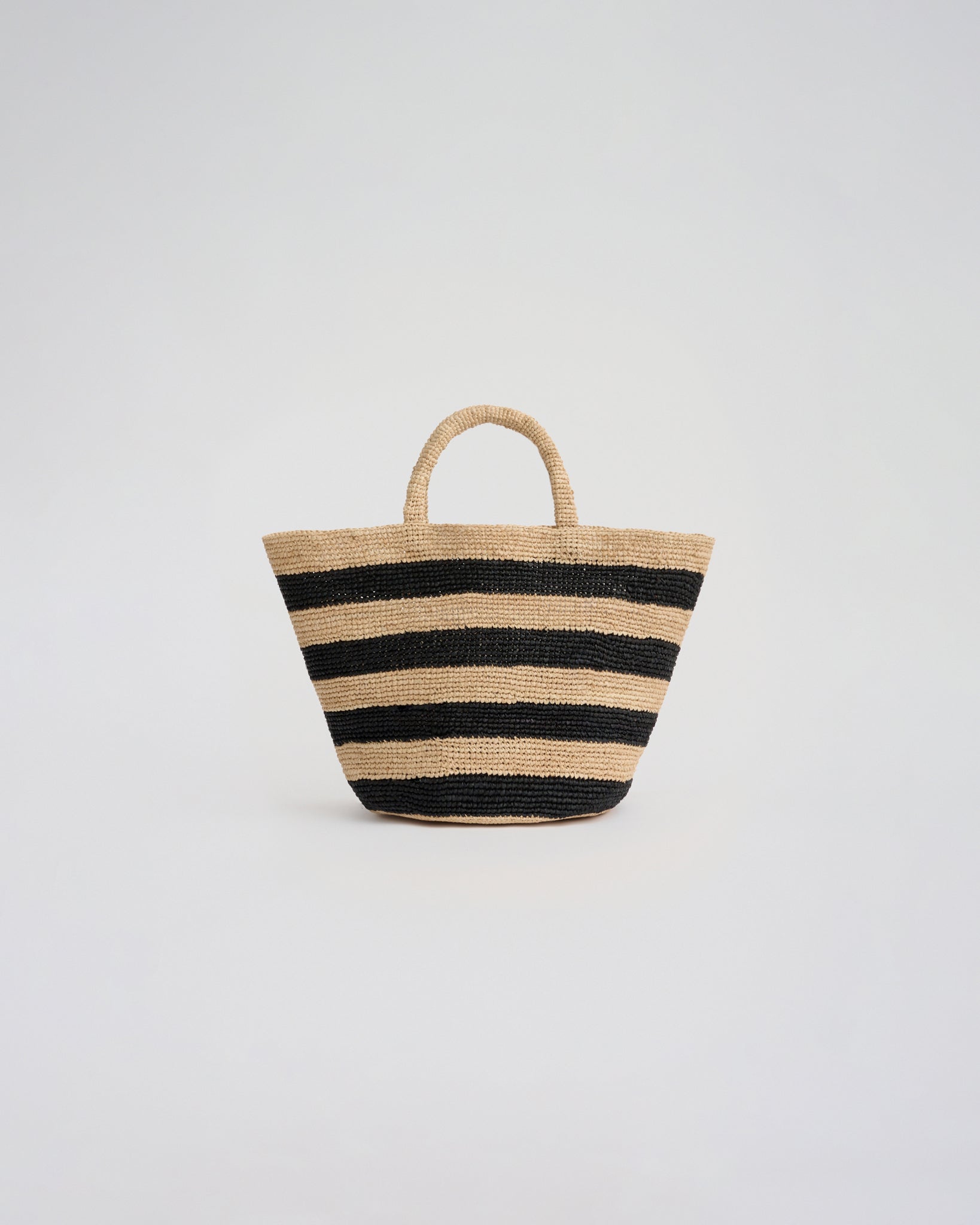 STRIPED MINI TOTE BAG in black/natural