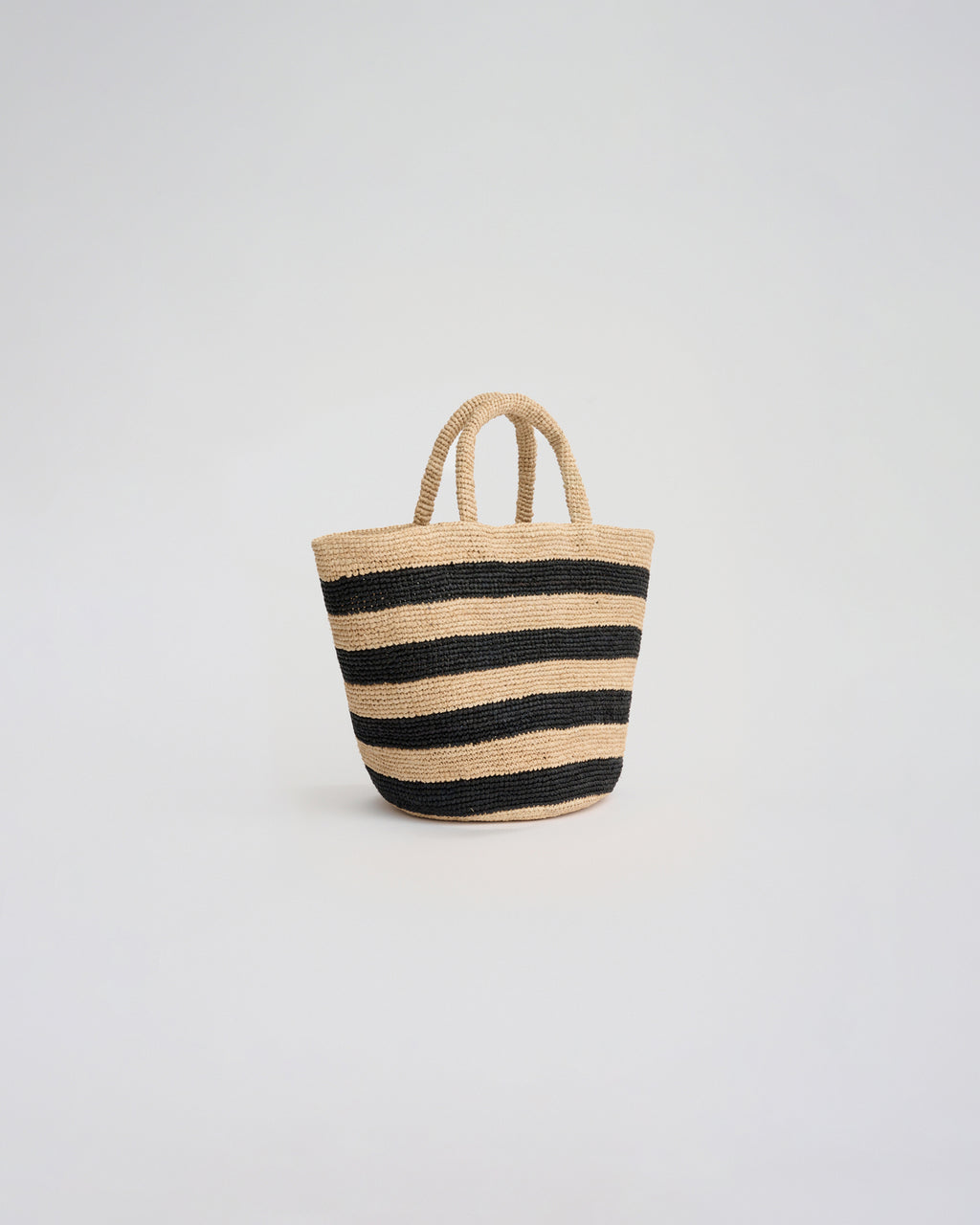STRIPED MINI TOTE BAG in black/natural