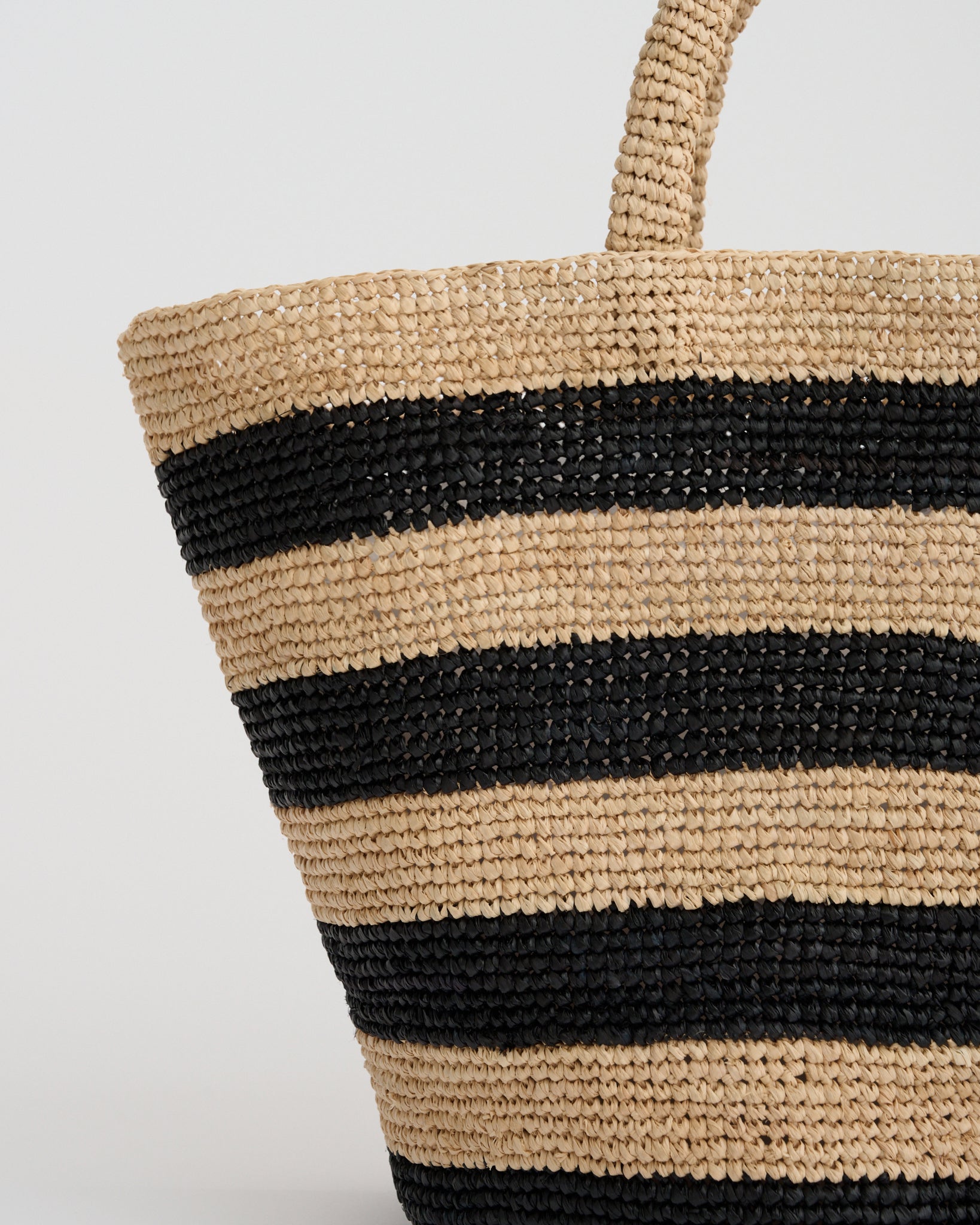 STRIPED MINI TOTE BAG in black/natural