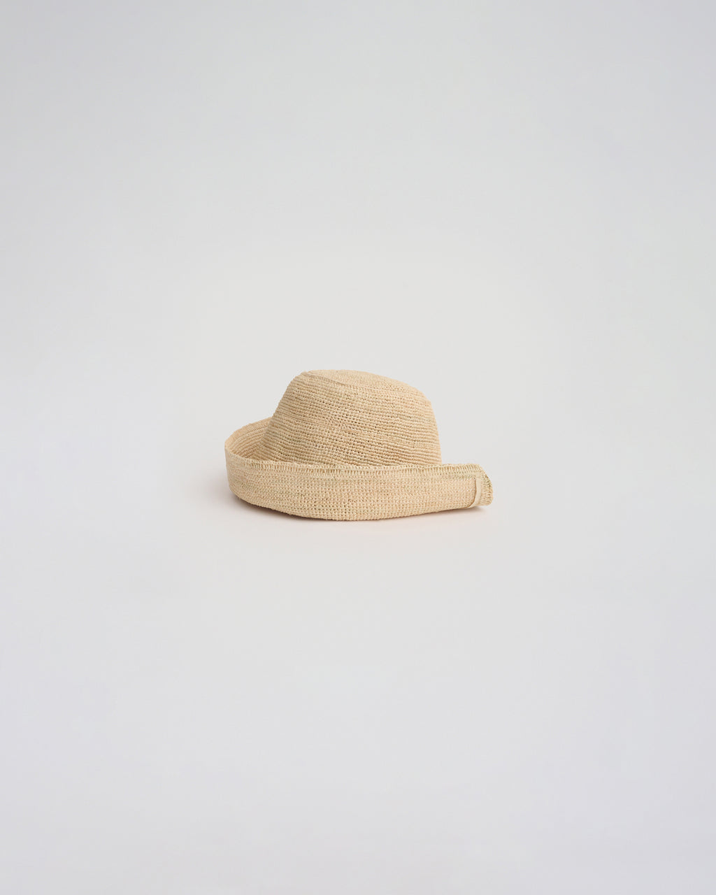 ROLLED BRIM RAFFIA HAT in natural
