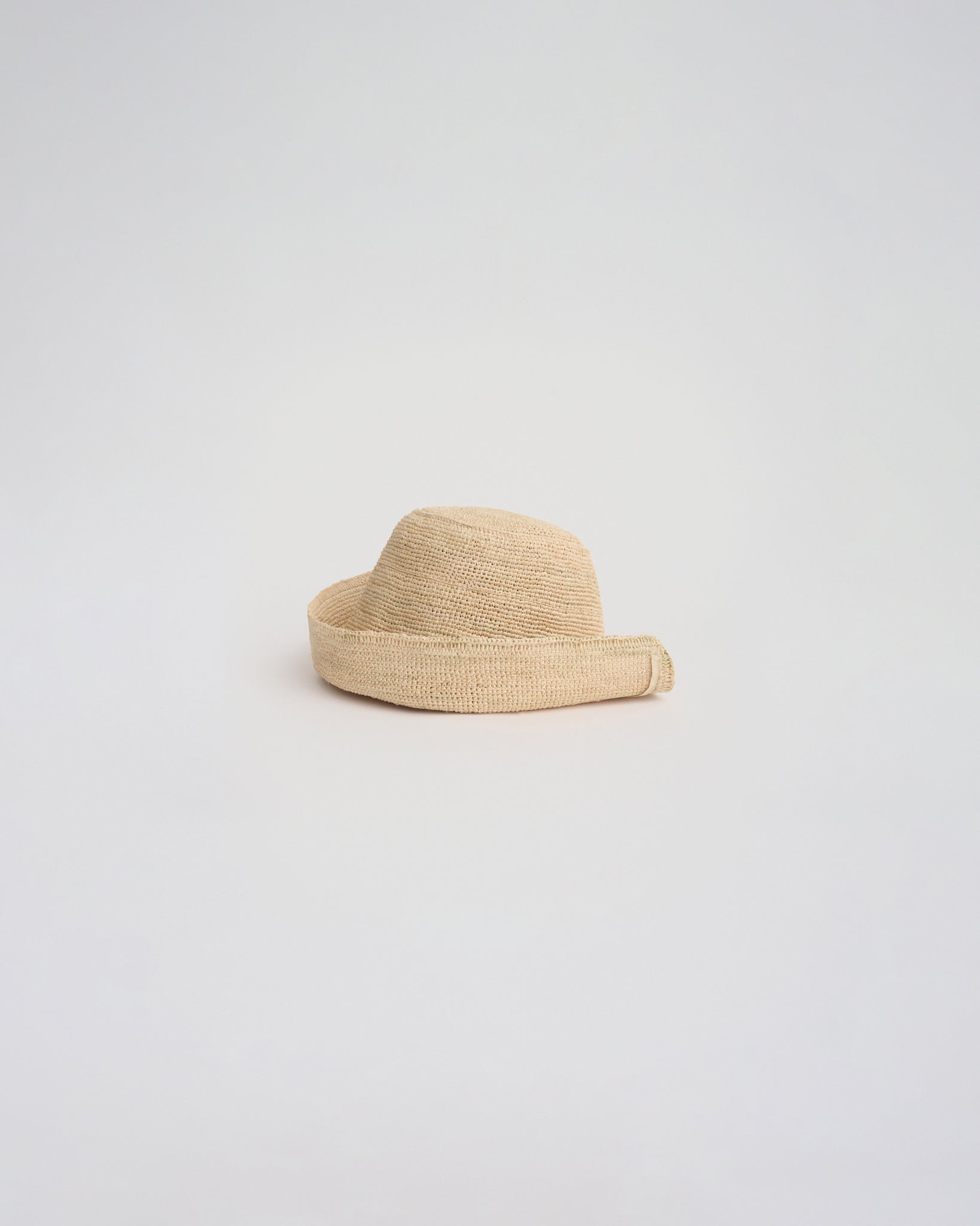 ROLLED BRIM RAFFIA HAT in natural