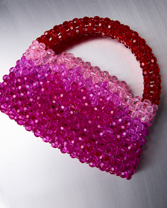 DEGRADE TOP HANDLE in pink beaded crystals